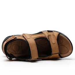 10a roxdia nova moda respirável sandálias masculinas sandália de couro genuíno verão sapatos praia chinelos causal sapato plus size 39 48 rxm006