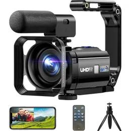 Cattura splendidi video 4K con la videocamera a doppio obiettivo da 56 MP!WiFi, visione notturna IR, touch screen, obiettivo del microfono per vlogging su YouTube.Perfetto per i creatori di contenuti