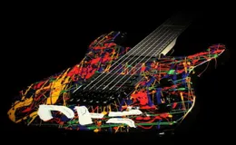 Custom Shop Jack PC1 Assinado 30º Aniversário Phil Collen Splatter Pintado à Mão Guitarra Elétrica Floyd Rose Tremolo Bridge Preto Ha6488246