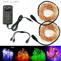 Cordas LED 10m 20m 50m Luz de corda à prova d'água Fio de cobre Férias ao ar livre Luzes de fadas DC 12V para festa de Natal Casamento YQ240401