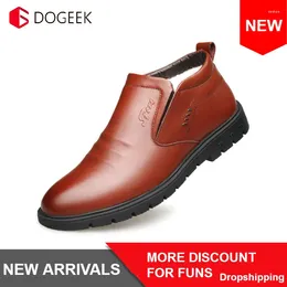 Sapatos Casuais DOGEEK Outono E Inverno Masculino Business Plus Veludo Algodão Oxford Quente Couro Antiderrapante