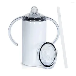 손잡이 및 실리콘 뚜껑이있는 머그잔 스테인레스 스틸 짚 컵 BPA 무료 이중 벽 진공 절연시피 텀블러 컵 12oz