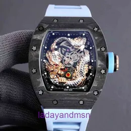 Richar Miller Date Orologio meccanico da uomo di lusso Business Leisure Rm57-03 Nastro in fibra di carbonio completamente automatico Moda Movimento svizzero Orologi da polso Pyj