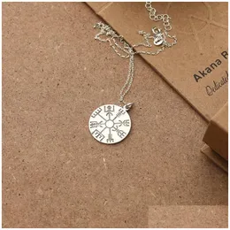 Hänghalsband 45 cm talisman halsband - kompass wayfinder smycken vegvisir sier skydd amet mode kvinnlig droppleverans dhlv1