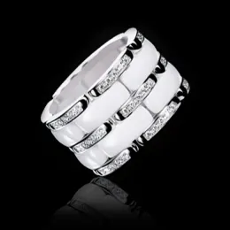 Sexy Alluring Designer Ceramic Ring,ceramic ring for women jewelry,Black/white Ceramic mens Clear cz Zircon Stones Ring fingers sizes 5 to 11