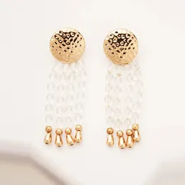 Tassel Acrylic Beads Dangle Earrings For Women Long Gold Plated Zinc Alloy Statement Earring Casual Party Christmas Jewelry 240401