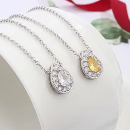 New Water Drop Full Diamond Necklace for Women, Light Luxury Diamond Heart Shaped Pendant, Versatile and Personalized Charm, Collar Chain for Women