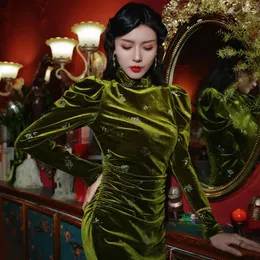 Sıradan Elbiseler Simeizi Hanfu Kadınlar için Geliştirilmiş Seksi Çin tarzı Resmi Elbise Qipao 2024 Lüks High End Velvet Cheongsam Düğünler