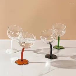 Bicchieri da vino Tazza di vetro Tazze da caffè Tazza da cocktail in cristallo Drink Wave Vasi Piedi alti Stile floreale