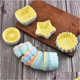 Pişirme Kalıpları Modlar 5 PCS Sile Kek Cupcake Kalıp Alet Muffin Bardakları Bakeware Mutfak Araçları Aksesuarlar Dışın Teslimat Ev Bahçe Kitch Dhq0j