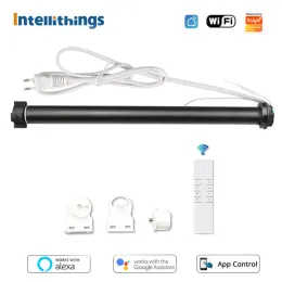 Kontroll Zemismart Tuya WiFi Smart Electric Roller Shade Blinds Motor för 37 38mm Tube Motoriserad gardin Alexa Google Home Voice Control