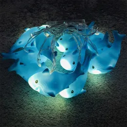 LED String Light Birthday Party Decorations for Child Room Lamp Garland 10pcs Shark Lights