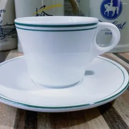 Koppar tefat med grön linje italiensk kaffekopp keramik blomma elegant och enkelt vitt mjölk te europeiska el café cappuccino 200 ml