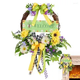 Kwiaty dekoracyjne wieniec drzwi frontowe sztuczny kwiat dziobów eukaliptus wieńce wiosna letnie jesień festiwal wiejski wieko weranda wystrój weranda