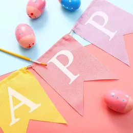 Decorazione per feste Banner di buona Pasqua Bandiera a coda di rondine appesa colorata per forniture di stamina per festival domestici