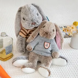 Kawaii Long Ear Rabbit Soft Plush Toys Sleeping Cute Bunny Cartoon Supted Animal Dolls الطفل الطفل الاستياء هدية عيد ميلاد 240319