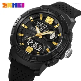 Wristwatches SKMEI Dual Movement 3 Time Countdown Sport Wristwatch Mens Waterproof Electronic Watches Montre Homme Digital Men Watch 2163