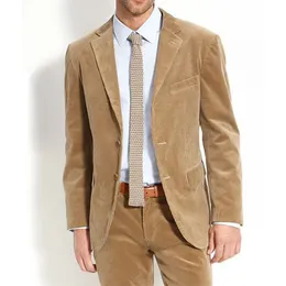 Män passar Mens Twopiece Suit in Velvet Fabric Trousers fashionabla och bekväma för pendling av Elegant Custom Man Full 240326