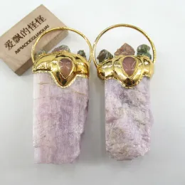 charms apdgg naturlig rosa kunzite grov druzy turmalin kvarts charms halsband hängsmycken gör diy