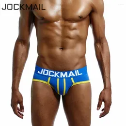 Трусы JOCKMAIL, брендовое мужское нижнее белье, хлопковые сексуальные U-выпуклые трусы Calzoncillos Hombre, Cuecas, трусики с чехлом для пениса для геев