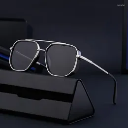Sonnenbrille DOISYER Hochwertige Steampunk-Doppelsteg-Metallrahmen-Quadrat-UV400-Schatten-Sonnenbrille für Männer