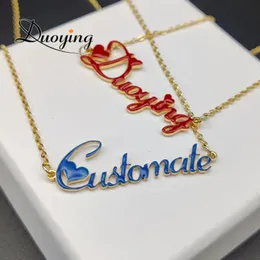 Duoying Smalto Girocollo Scrittura a mano personalizzata Nome Collane Collana personalizzata Collana con nome fai da te Gioielli personalizzati Regalo di Natale 240321