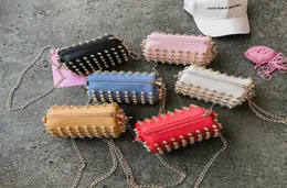 Kids Handbags Mini Full Rivets Bags Stylish Chain Shoulder Bag Girls Cross Body Bags Children Coin Purses 6 Colors DW61133665309