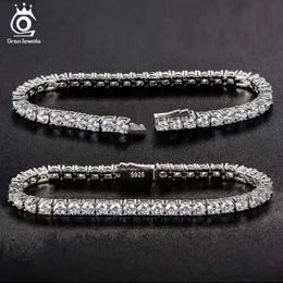 Chain Orsa Jewels Authentic 925 Sterling Silver Tennis Chain Armband Handgjorda Mens High End Armband SB128 Q240401