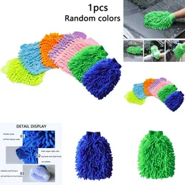 Bilgummihandskar för rengöring av torkhandskar Ultrafin Fiber Chenille Microfiber Window Washing Tool Home Cleaning Car Wash Glove Auto Accessories