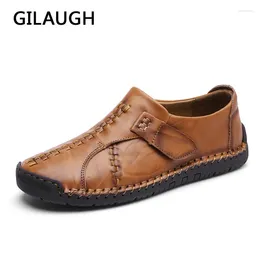 أحذية غير رسمية Gilaugh 2024 Leather Men Brand Classic Handmade Hights High