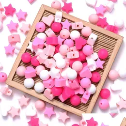 أسنان الطفل ألعاب 50pcsset Mix Style Sile Beads Heart Star Shape Nuring مجموعات التسنين DIY ملحقات سلسلة مصاصة 240226 Drop Deli Dhoft
