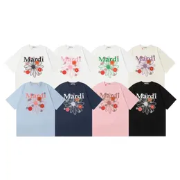 Mens Camisetas Mardi Tshirt Mulheres Verão Estilo Coreano Manga Curta Impressão Camisetas Para Homens Moda Flor Marca Luxo Algodão Feminino Tee 230620