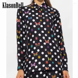 Damenblusen 8.10 KlasonBell Herbstmode Casual Schmetterling Marienkäfer Polka Dot Print Langarmshirt Damen