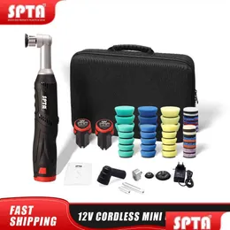 Poleringsmaskinstillbehör SPTA Minipolermaskin 12V RO/DA Micro Cordless Scratches Killer Car med 2 Batteri för Slip Drop Deliver Otqao