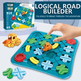 Blöcke logische Straße für Kinder, Marmorbahn, Montessori-Puzzle, Auto-Strecke, Spielzeug, Rennwagen-Schienenblöcke, Schienen-Gebäude, Konstruktionsspiel 240401