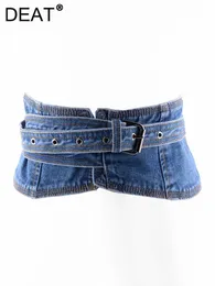 Cintos Deat Womens Denim Belt Mid Cintura Bicicleta Remendo Trabalho Fivela De Metal Lace Cinto De Cor Sólida 2024 Verão Novo 29L342H Q240401