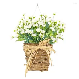 Decorative Flowers Elegant Wall Hanging Wreath Fake Basket Versatile Decoration Perfect For Everyday Use Garden Decor