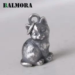 Hängen Balmora 100% 990 Ren silver söt katthänge för kvinnor män retro punk djurhänge thailändska silver smycken gåva utan kedja