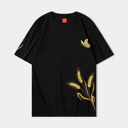 Mäns T -skjortor Butterfly broderi lyxskjorta för män kortärmad avslappnad sommarkvalitet bomullströjor bekväma camisetas masculino