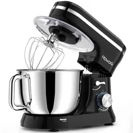 Howork Electric Vertical Mixer、10+P速度、6.5クォートステンレスボウル、生地フック、スチールワイヤービーター、ほとんどの家庭料理に適し、黒、黒