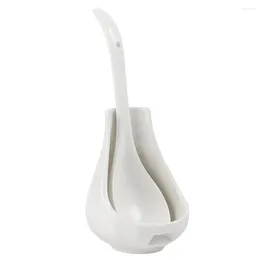 Spoons Ceramic Soup Ladle Spoon With Rest Bone China Big Deep Porcelain Tureen Flatware Asian