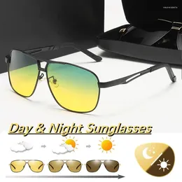 Óculos de sol 2024 moda visão noturna unisex dia ao ar livre e uv400 óculos polarizados homens dirigindo óculos de sol pocrômicos