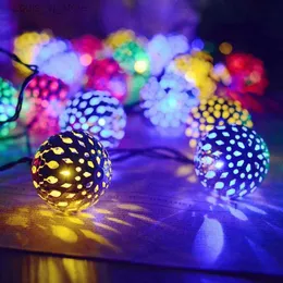 LED Strings Ball Fairy String Lights Lights Battery تعمل في داخلي في الهواء الطلق فناء حديدي الزفاف YQ240401