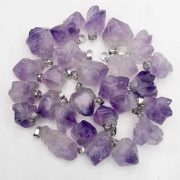 Anhänger-Halsketten, modisch, heiß, gute Qualität, natürlicher Amethyst-Stein, unregelmäßige Halsketten-Anhänger für die Schmuckherstellung, 50 Stück, Großhandel, neues DIY-Geschenk 240330