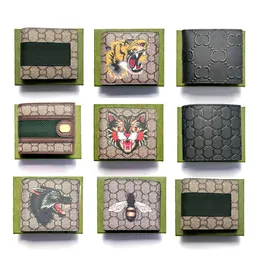 Högkvalitativ lyxdesigner plånbok äkta läder vintage id -korthållare varg graffiti mynt handväska mens präglade korthållare kvinnor plånböcker nyckelpås fyrkantiga plånböcker