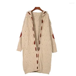 Maglieria da donna Cardigan da donna Cappotto invernale Top a maniche lunghe Maglione Mujer Splice Pelle scamosciata Maglia con cappuccio Modello Maglioni Cappotti Zhou06