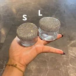 Garrafas de armazenamento de luxo espumante cosméticos jar vazio recipiente de creme de vidro caixa bling diamante garrafa de viagem loção facial cosméticos recarregáveis