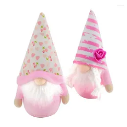 Decorazione per feste San Valentino Bambola senza volto Gnomo Elfo Ornamento Gnomi svedesi Tomte illuminati 2 pezzi da collezione per caminetto Mantello