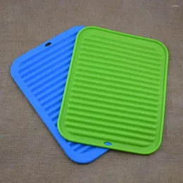 Table Mats Helpful Drain Pad Skid-resistance High Temperature Resistance Silicone Bright Color Trivet Drying Mat Rectangle