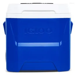 Bandejas de chá QT Laguna Ice Chest Cooler com rodas Bandeja de vidro azul comida de madeira preta para servir rattan Baloondog branco